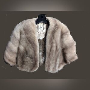 Albrechts of Seattle VTG 50s-60s Bolero pastel mink cape taupe, excellent cond M
